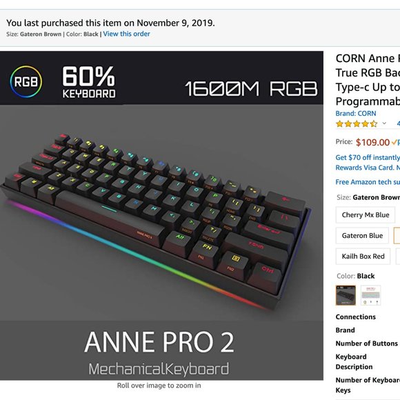 AnnePro2 60% Bluetooth Mechanical Gaming Keyboard - Picture 8 of 8